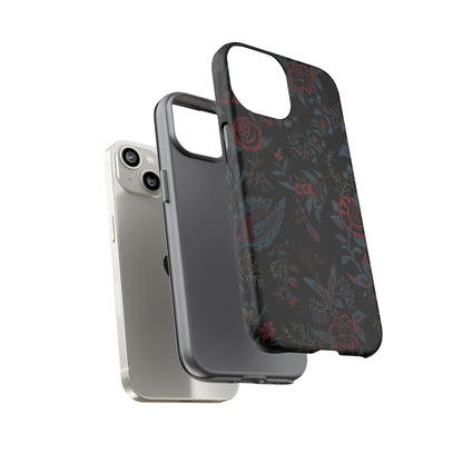 Floral Noir Tough Phone Case — Dark Rose Protective Cover