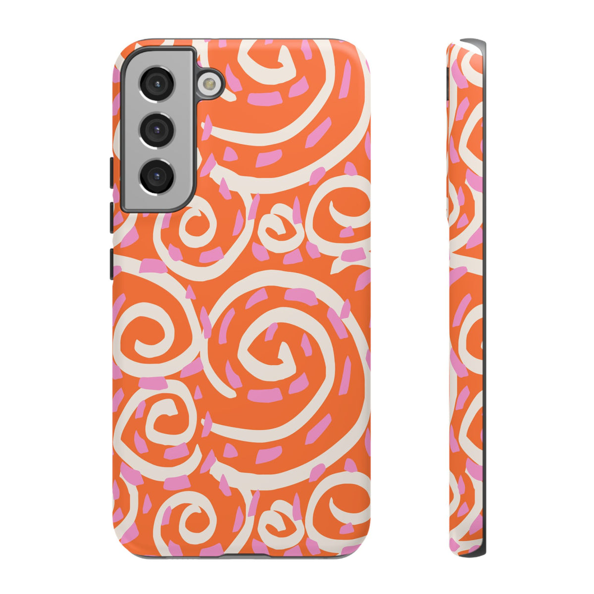 Spiral Swirl Tough Phone Case – Bright Orange & Pink Abstract Protection