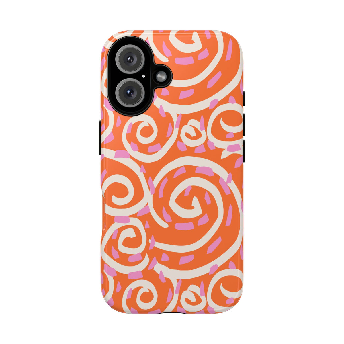 Spiral Swirl Tough Phone Case – Bright Orange & Pink Abstract Protection
