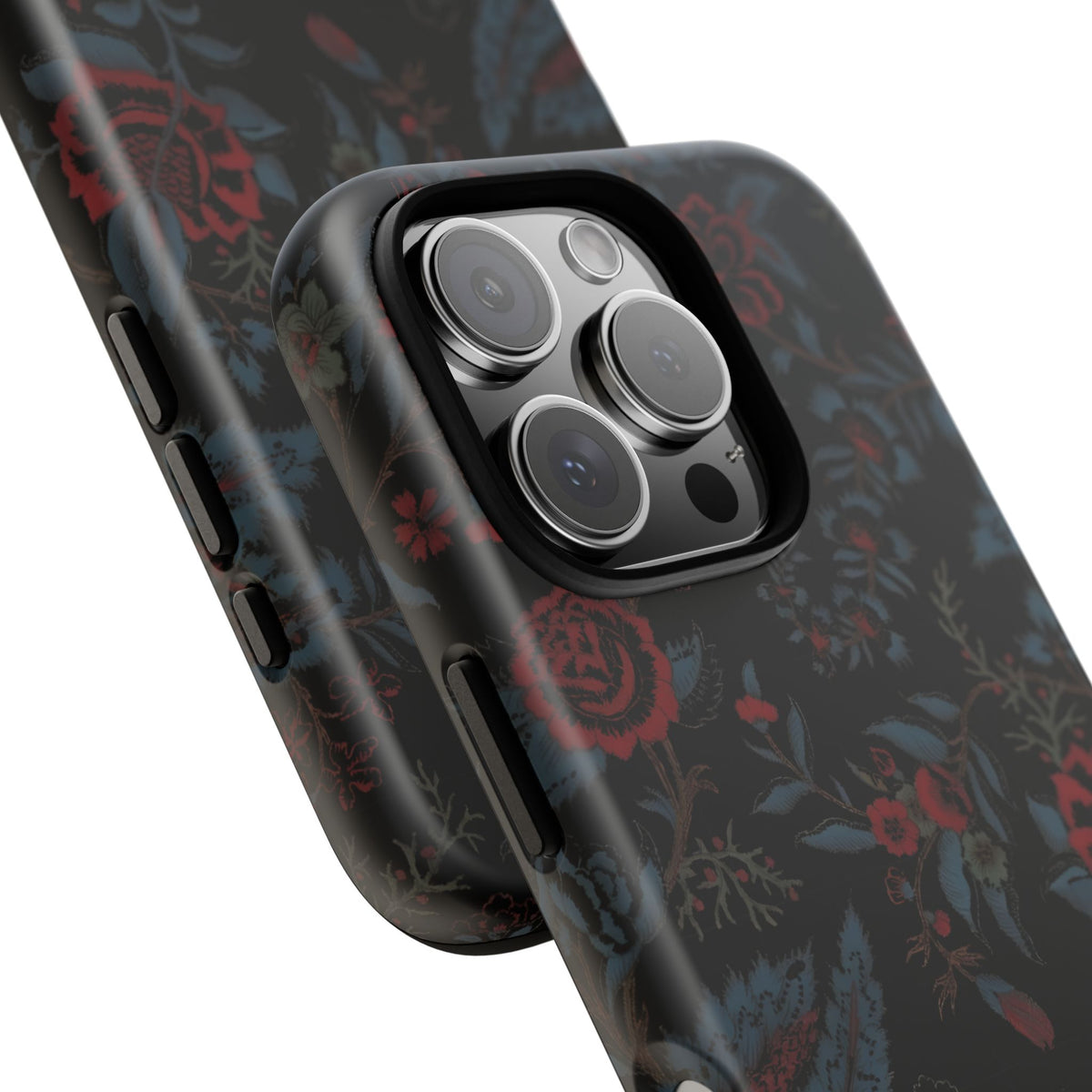 Floral Noir Tough Phone Case — Dark Rose Protective Cover