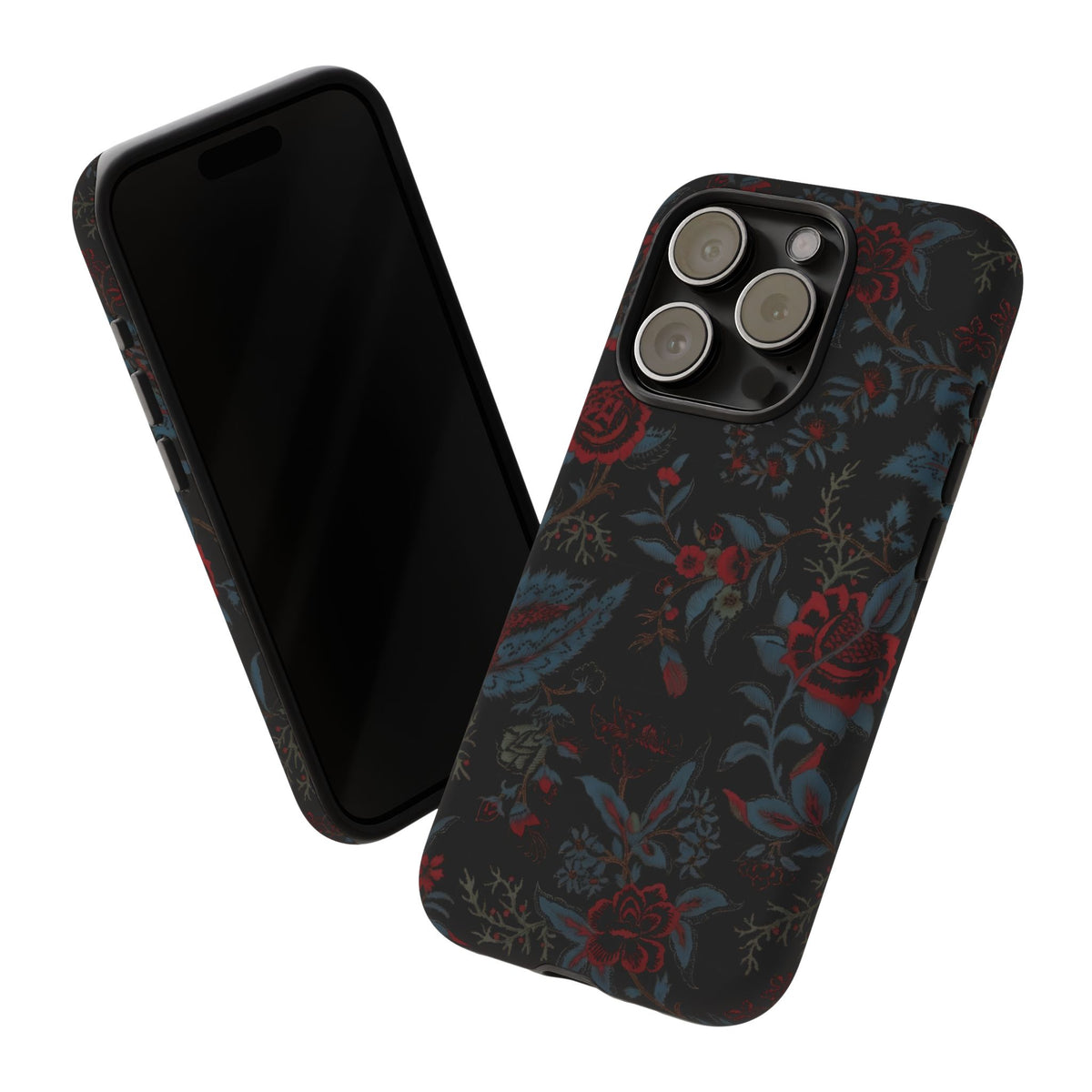 Floral Noir Tough Phone Case — Dark Rose Protective Cover