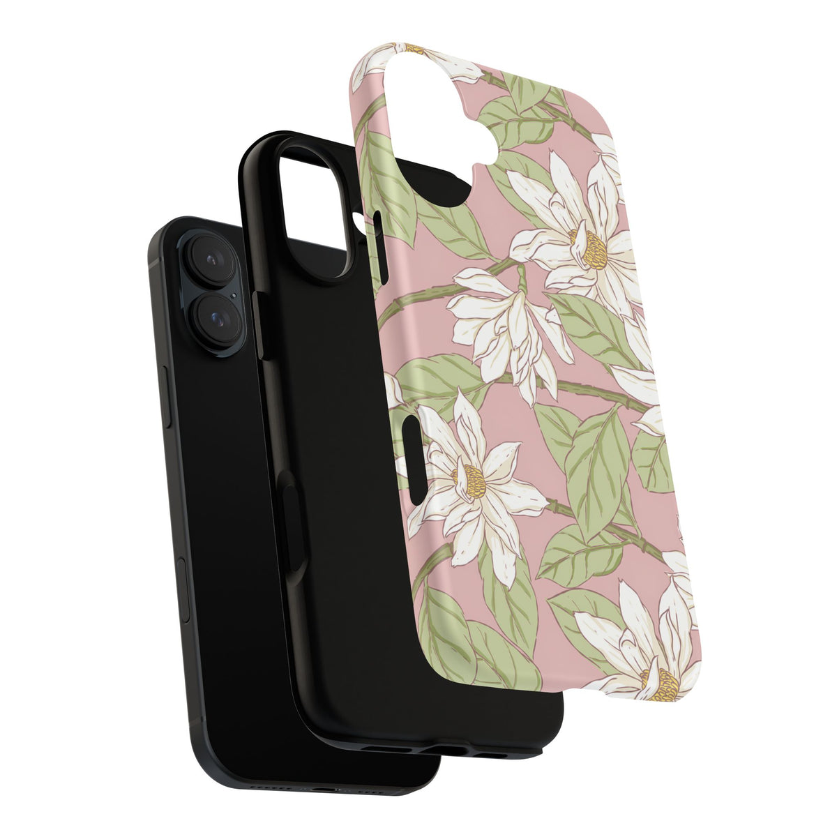 Floral Magnolia Tough Phone Case — Pink Botanical Protective Case