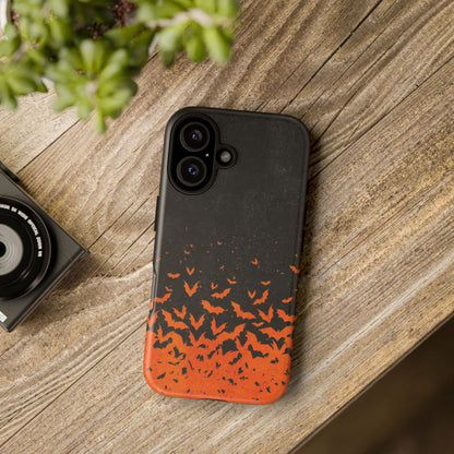 Halloween Orange Bat Swarm Phone Case — Tough Protective iPhone Cover