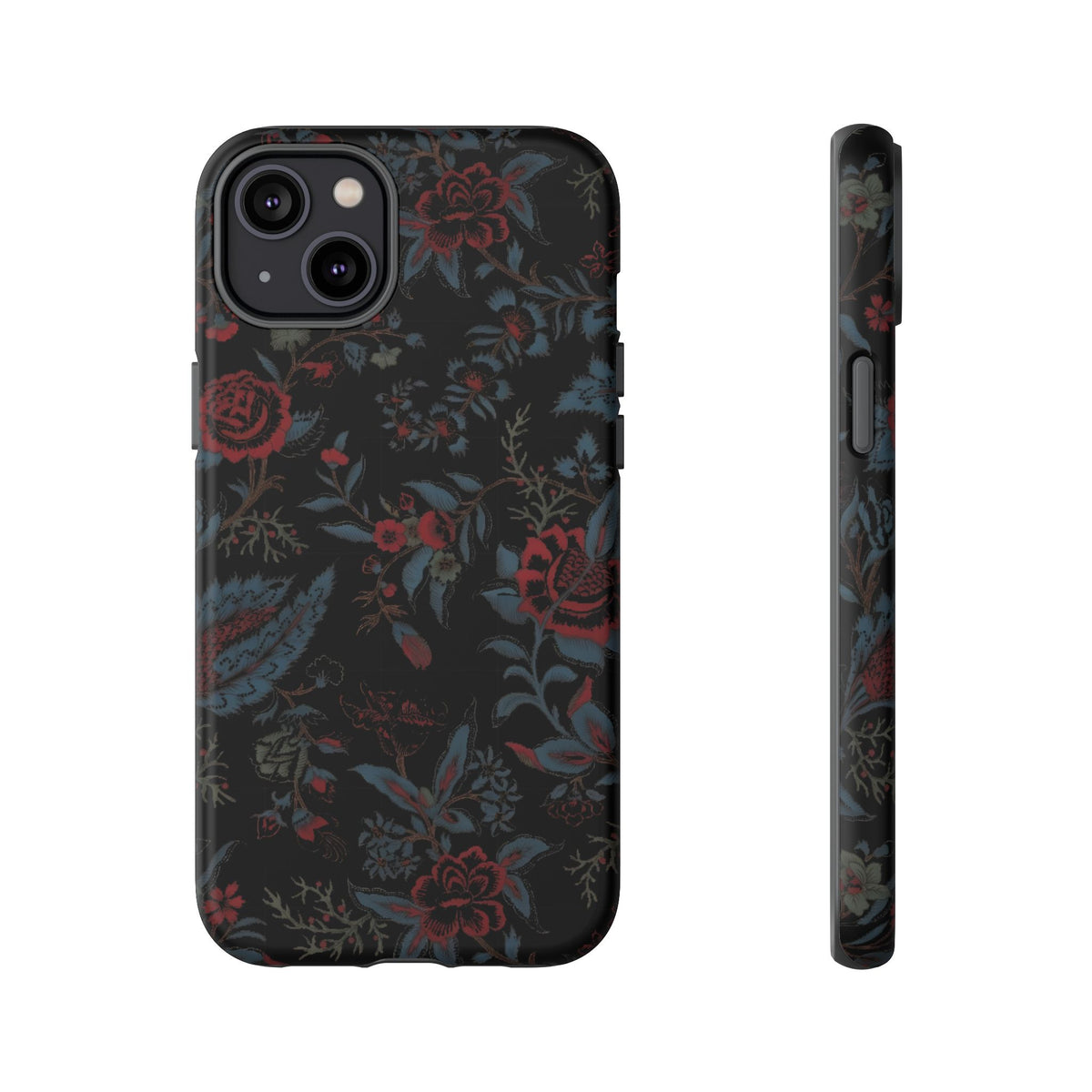Floral Noir Tough Phone Case — Dark Rose Protective Cover
