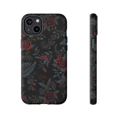 Floral Noir Tough Phone Case — Dark Rose Protective Cover