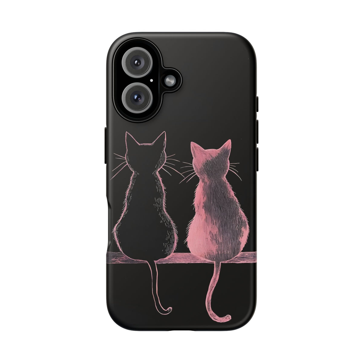Cute Pink Cats Tough Phone Case – Protective iPhone Cover with Kittens Silhouette