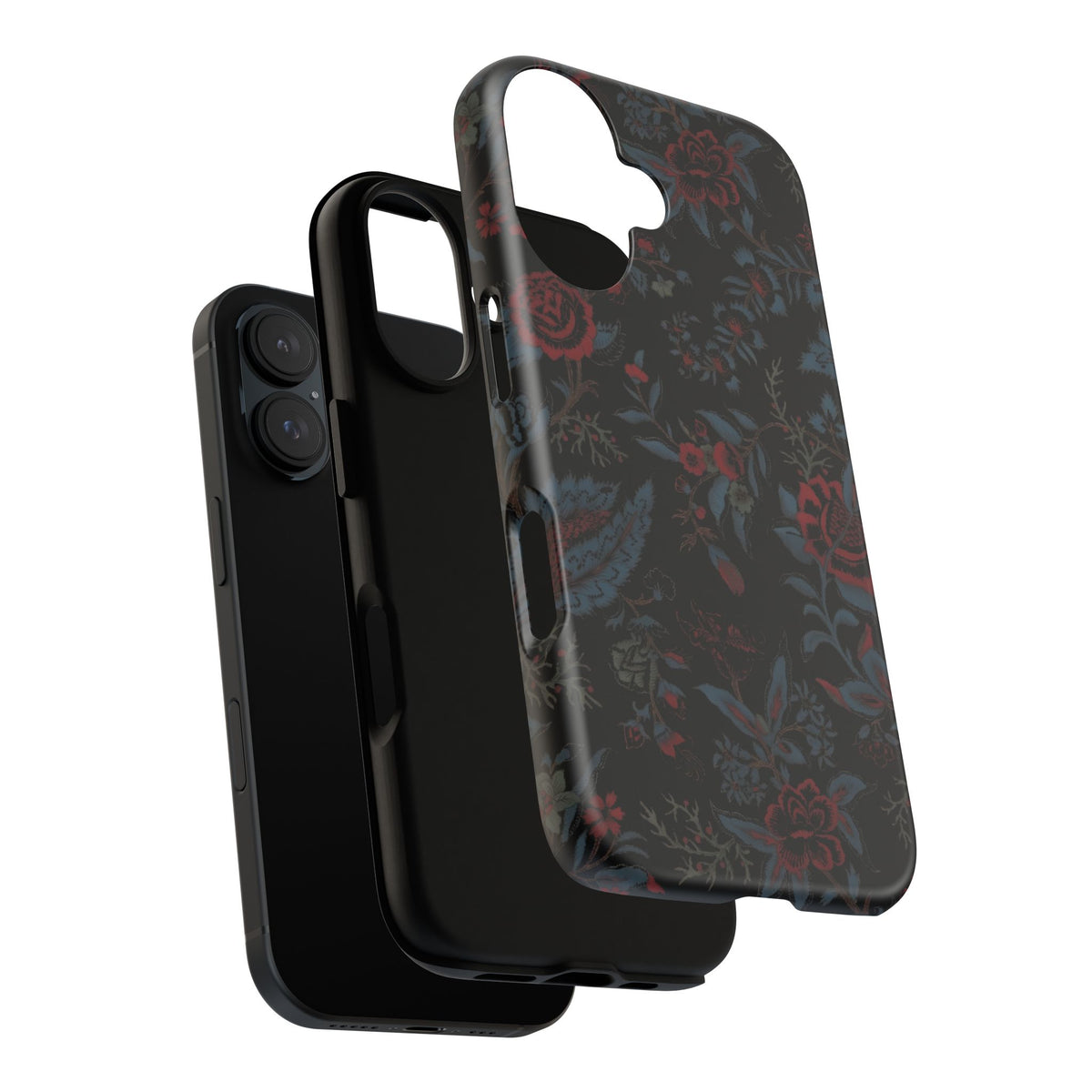 Floral Noir Tough Phone Case — Dark Rose Protective Cover
