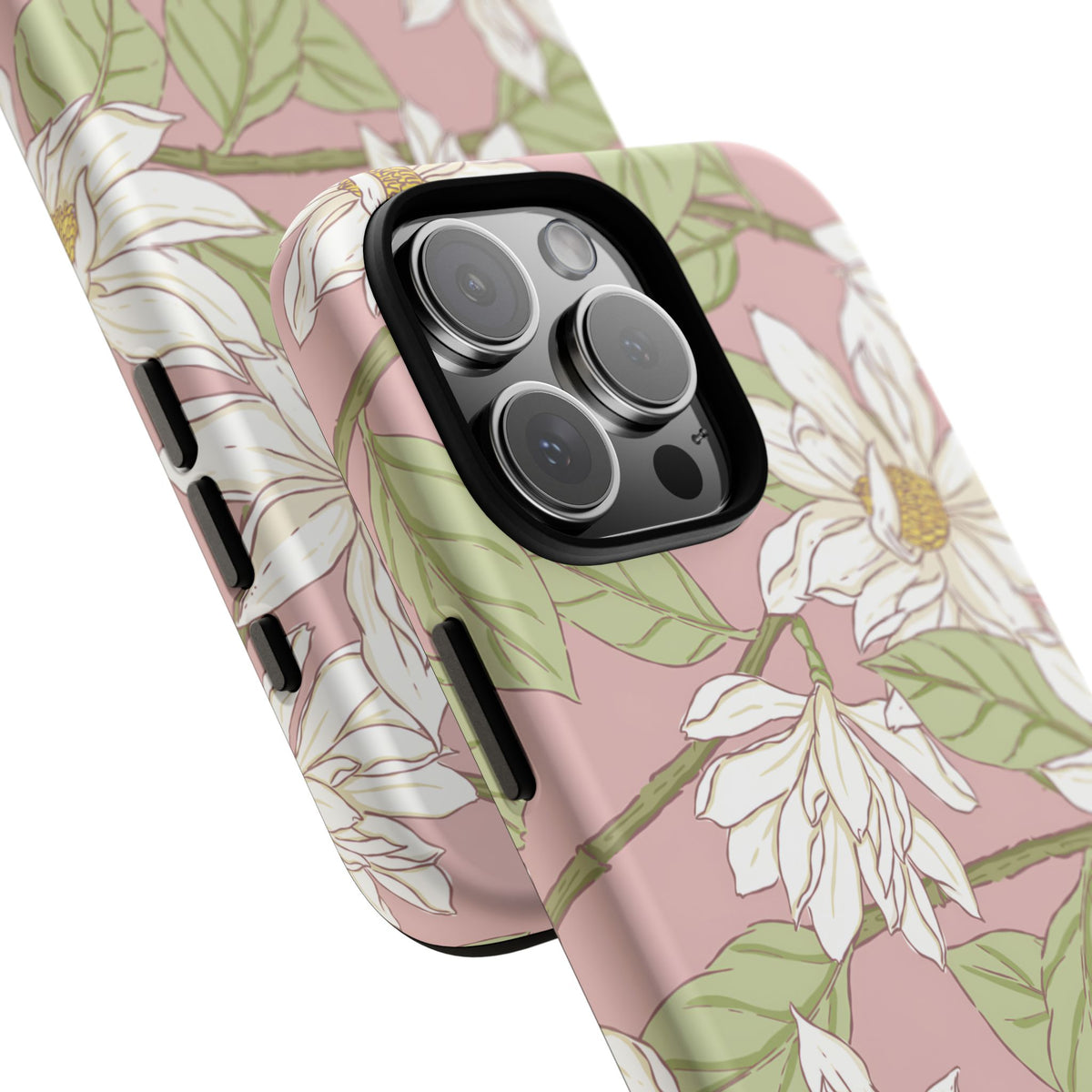 Floral Magnolia Tough Phone Case — Pink Botanical Protective Case