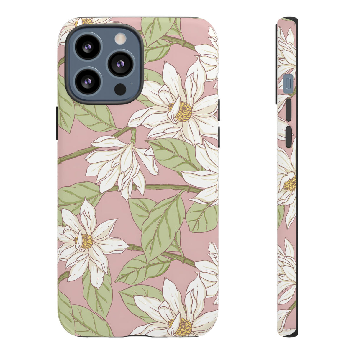 Floral Magnolia Tough Phone Case — Pink Botanical Protective Case