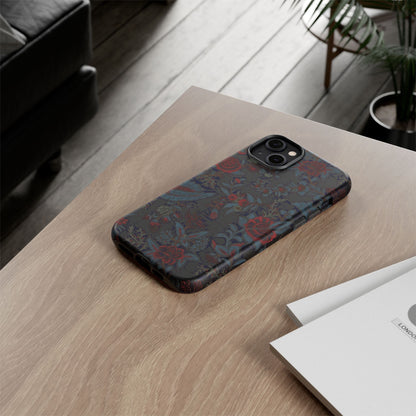 Floral Noir Tough Phone Case — Dark Rose Protective Cover