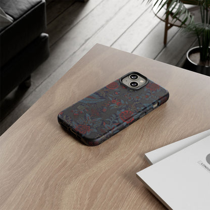Floral Noir Tough Phone Case — Dark Rose Protective Cover