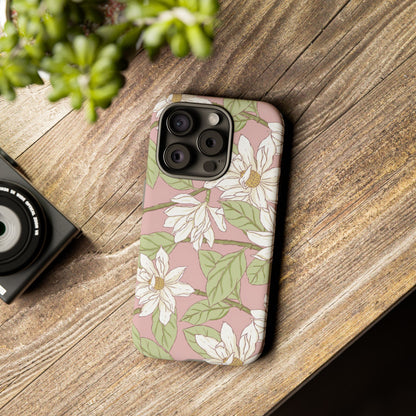 Floral Magnolia Tough Phone Case — Pink Botanical Protective Case