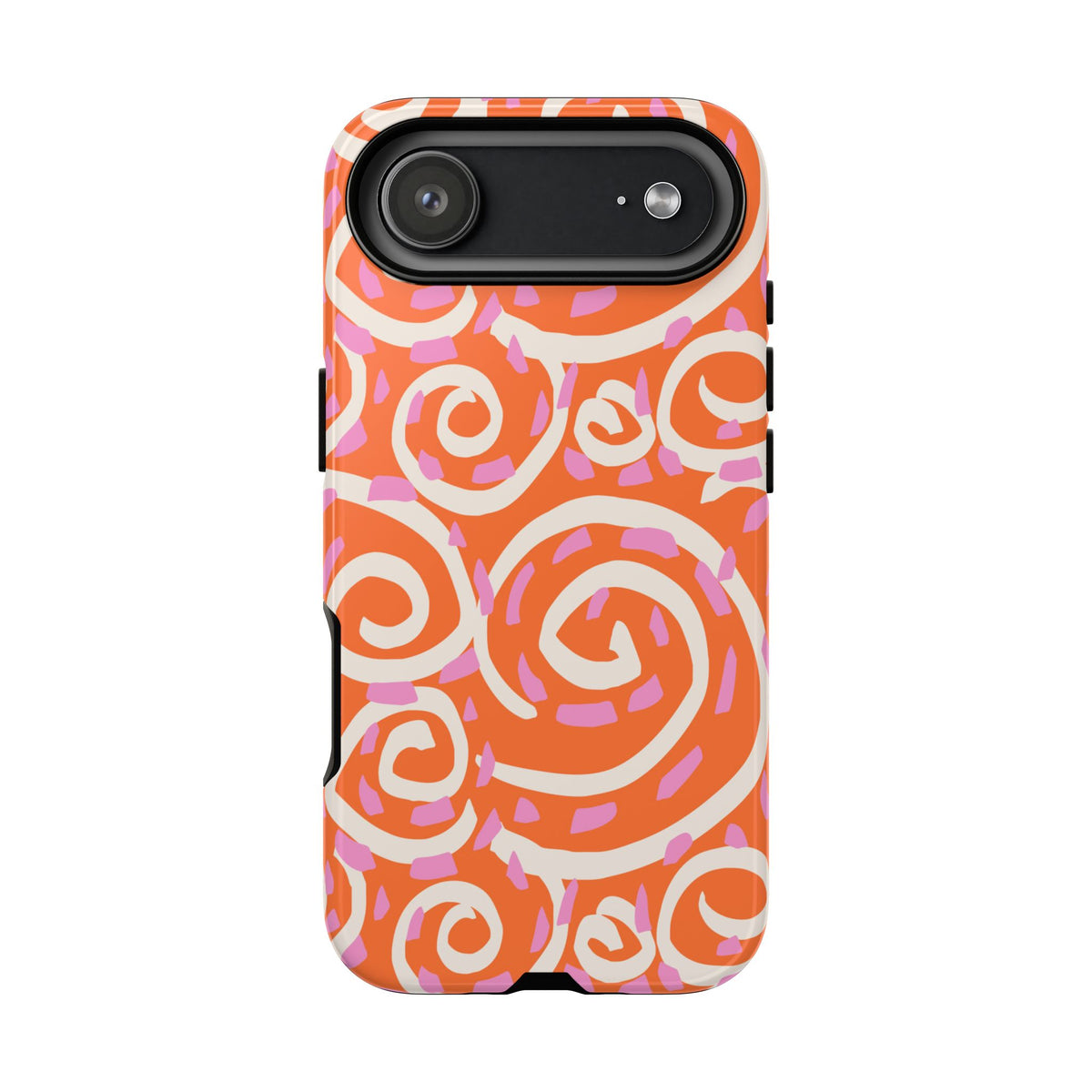 Spiral Swirl Tough Phone Case – Bright Orange & Pink Abstract Protection