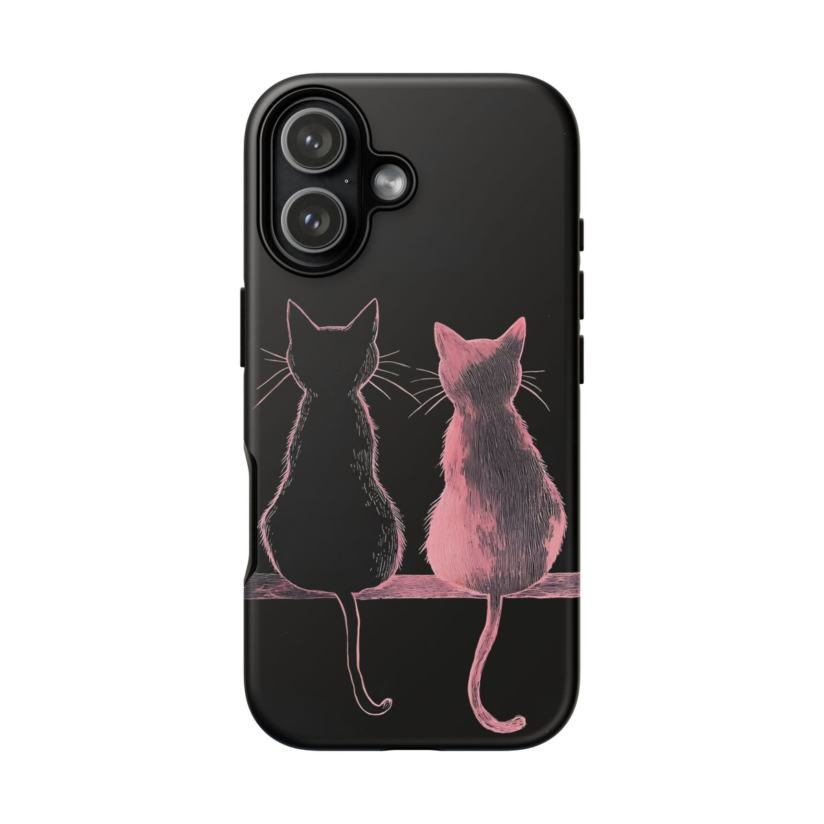 Cute Pink Cats Tough Phone Case – Protective iPhone Cover with Kittens Silhouette