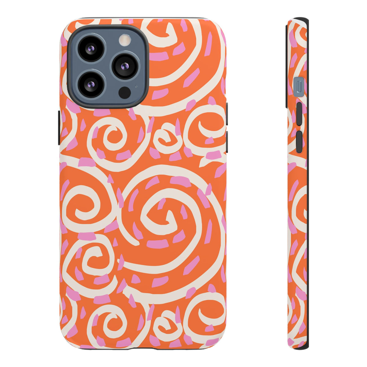 Spiral Swirl Tough Phone Case – Bright Orange & Pink Abstract Protection