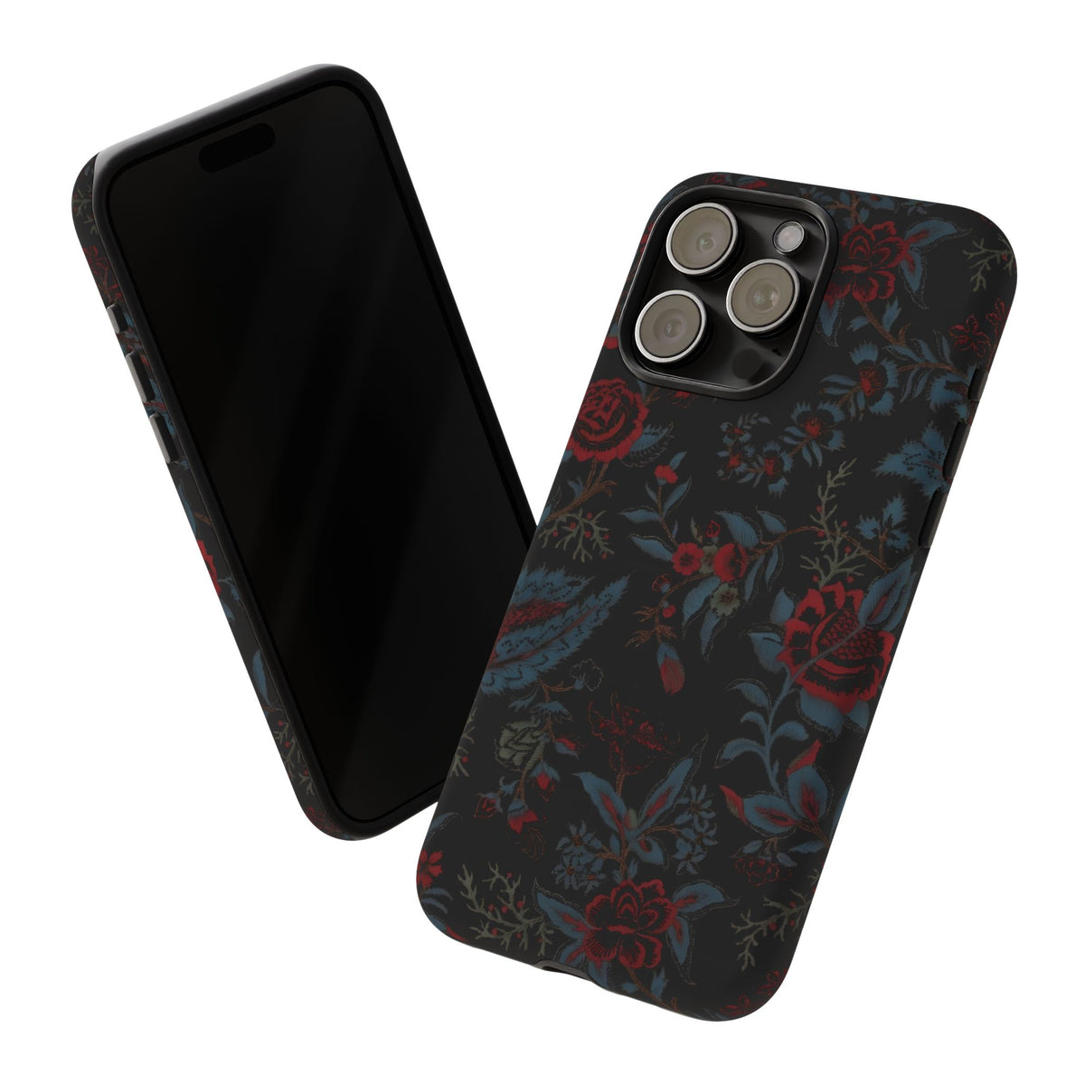 Floral Noir Tough Phone Case — Dark Rose Protective Cover