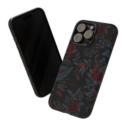 Floral Noir Tough Phone Case — Dark Rose Protective Cover