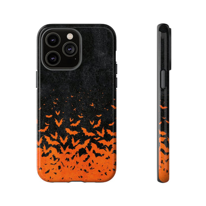 Halloween Orange Bat Swarm Phone Case — Tough Protective iPhone Cover
