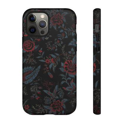 Floral Noir Tough Phone Case — Dark Rose Protective Cover