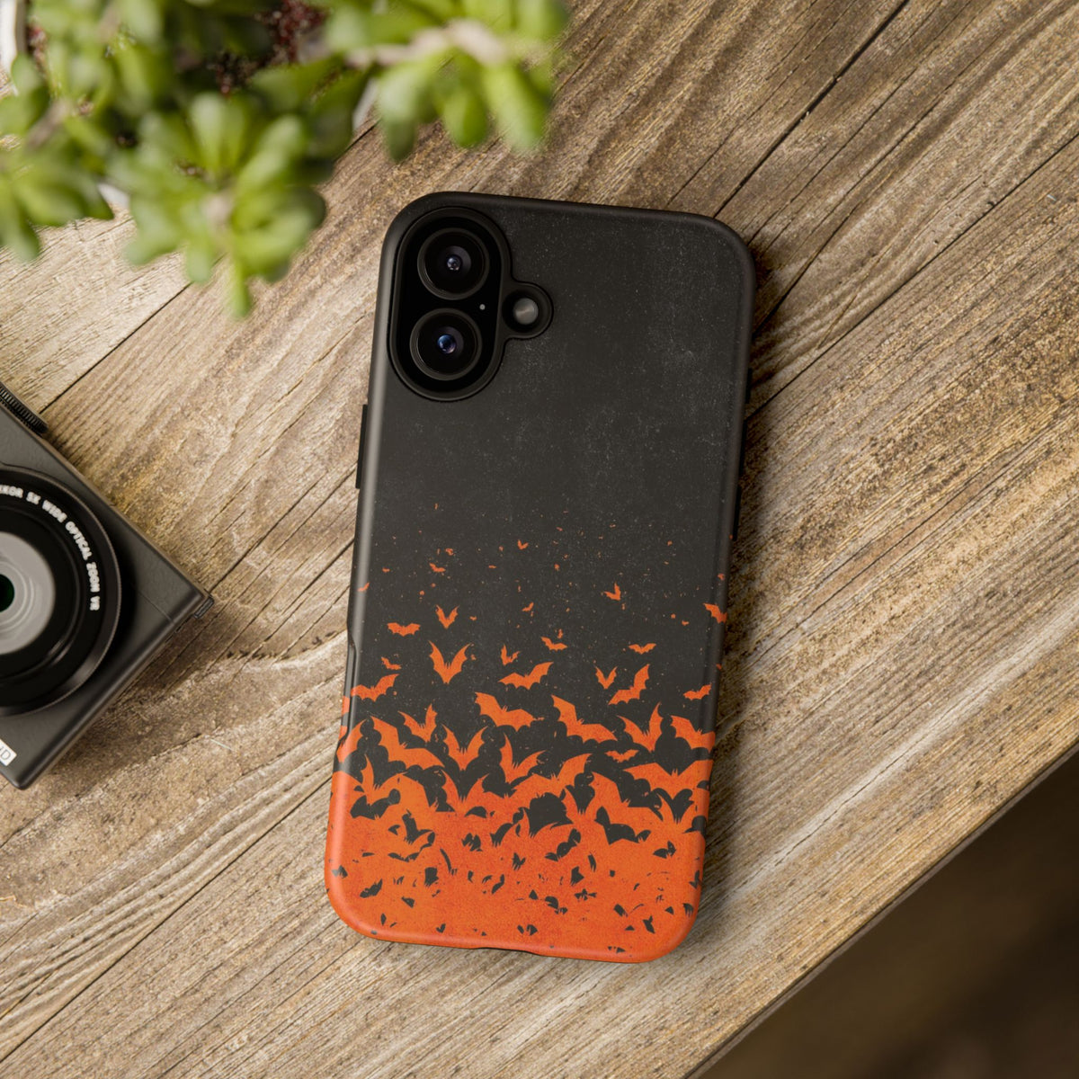 Halloween Orange Bat Swarm Phone Case — Tough Protective iPhone Cover