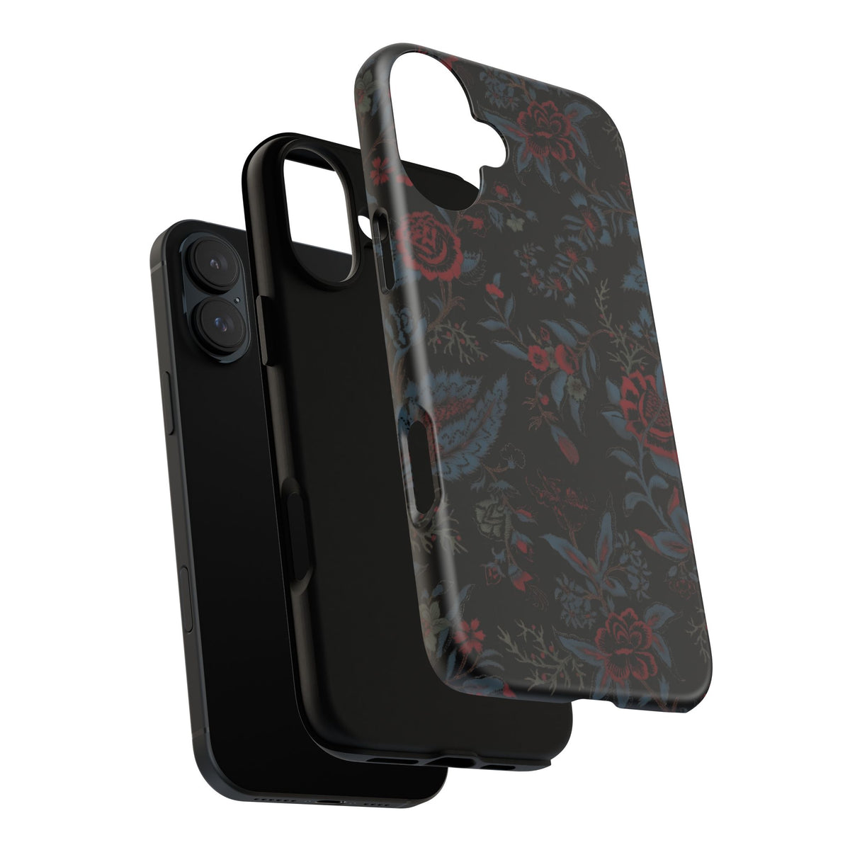 Floral Noir Tough Phone Case — Dark Rose Protective Cover