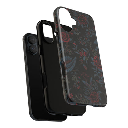 Floral Noir Tough Phone Case — Dark Rose Protective Cover