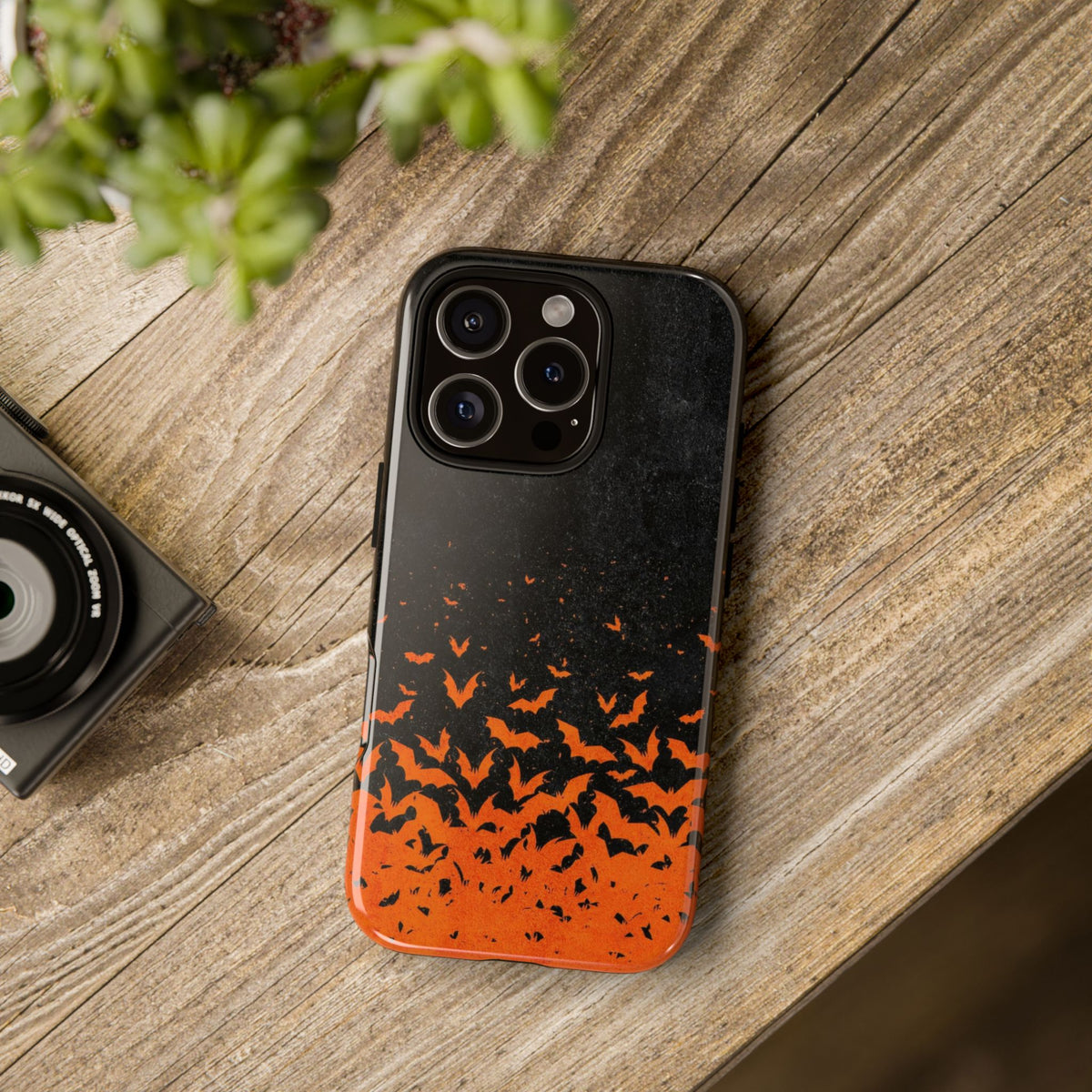 Halloween Orange Bat Swarm Phone Case — Tough Protective iPhone Cover