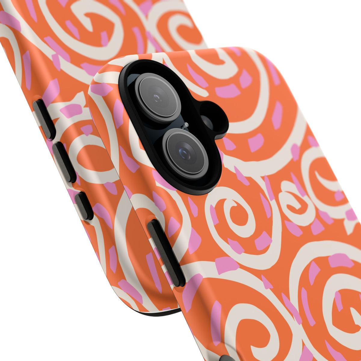 Spiral Swirl Tough Phone Case – Bright Orange & Pink Abstract Protection