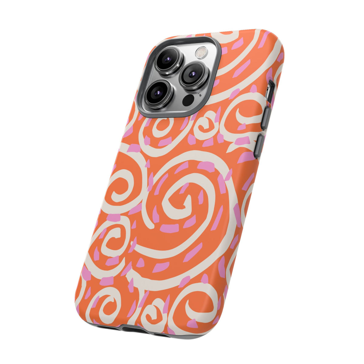 Spiral Swirl Tough Phone Case – Bright Orange & Pink Abstract Protection