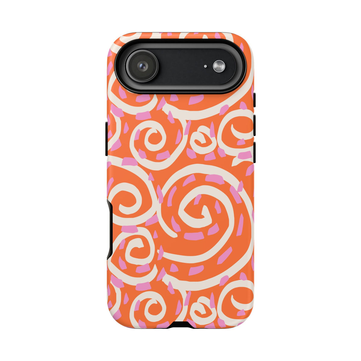 Spiral Swirl Tough Phone Case – Bright Orange & Pink Abstract Protection
