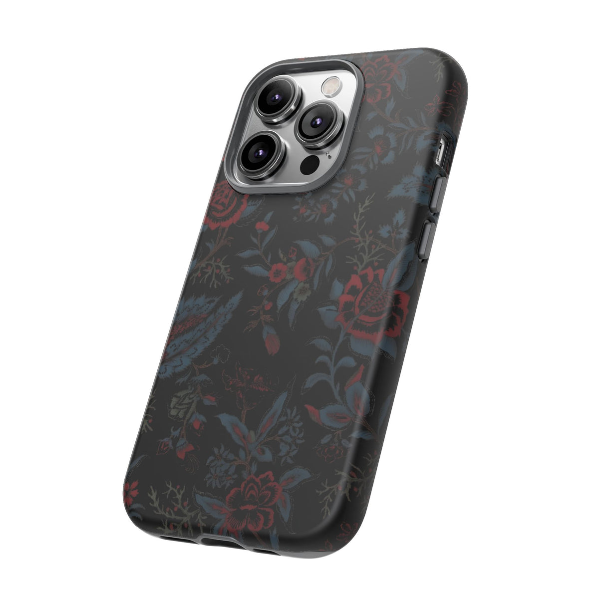 Floral Noir Tough Phone Case — Dark Rose Protective Cover