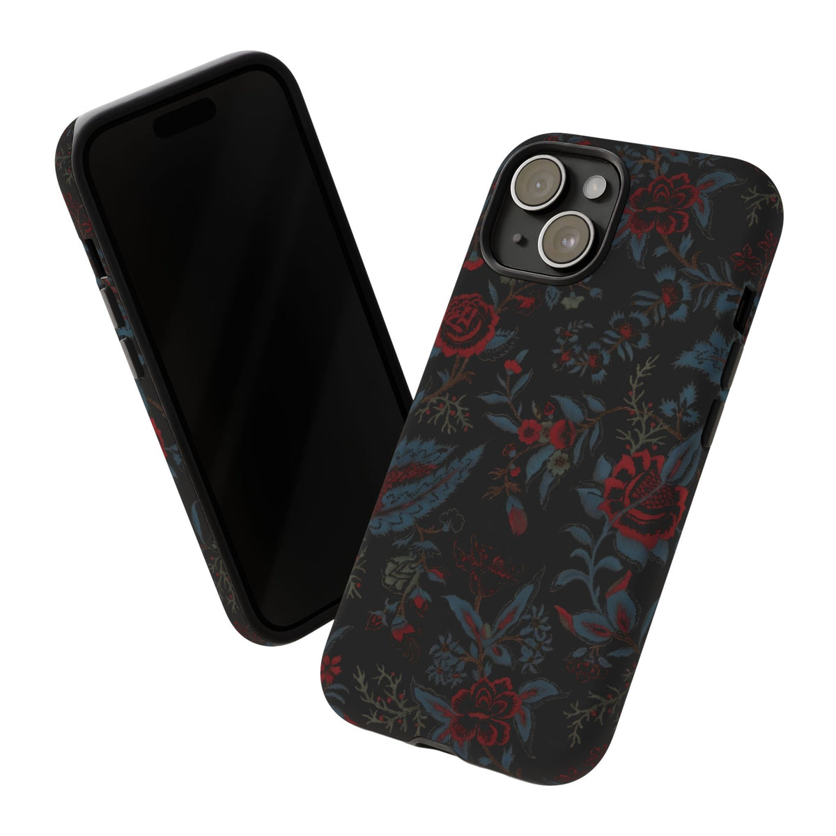 Floral Noir Tough Phone Case — Dark Rose Protective Cover