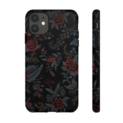 Floral Noir Tough Phone Case — Dark Rose Protective Cover