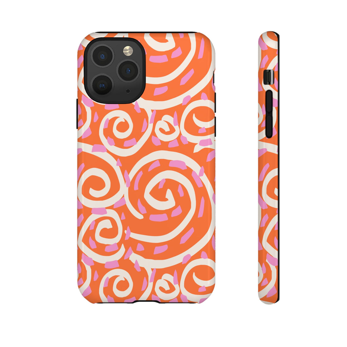 Spiral Swirl Tough Phone Case – Bright Orange & Pink Abstract Protection