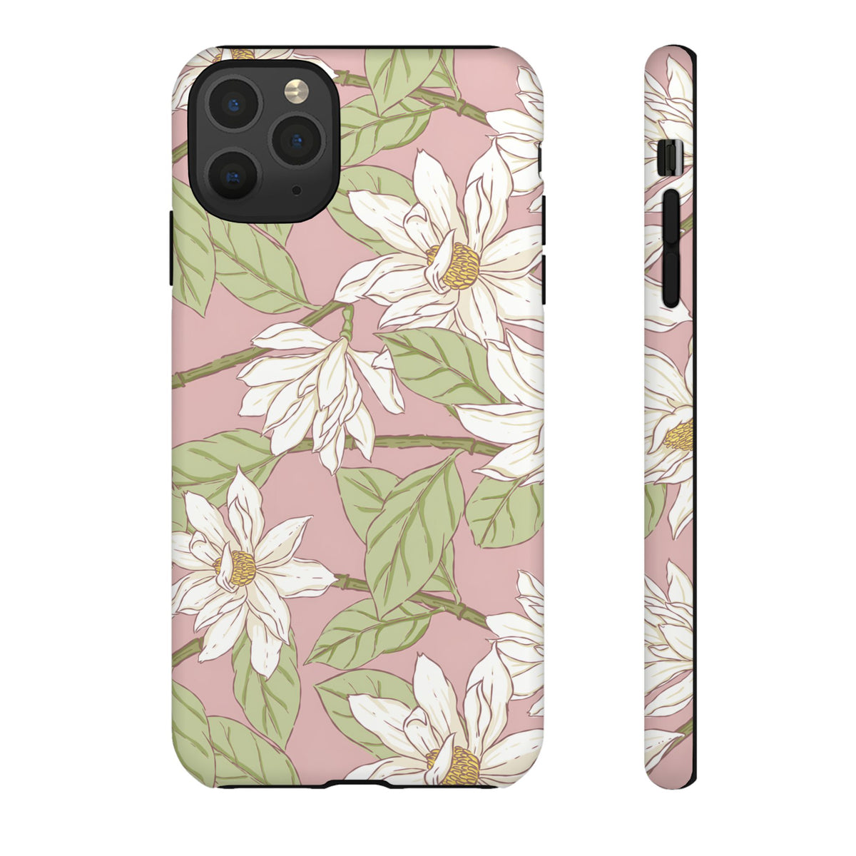 Floral Magnolia Tough Phone Case — Pink Botanical Protective Case