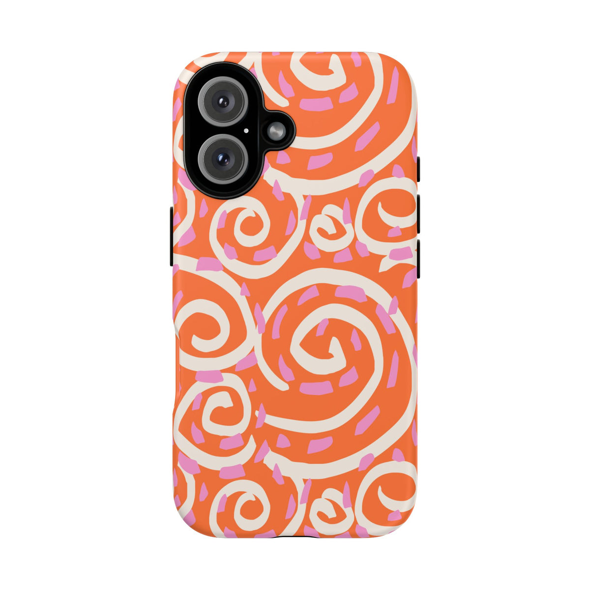 Spiral Swirl Tough Phone Case – Bright Orange & Pink Abstract Protection