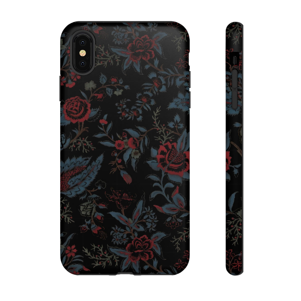 Floral Noir Tough Phone Case — Dark Rose Protective Cover