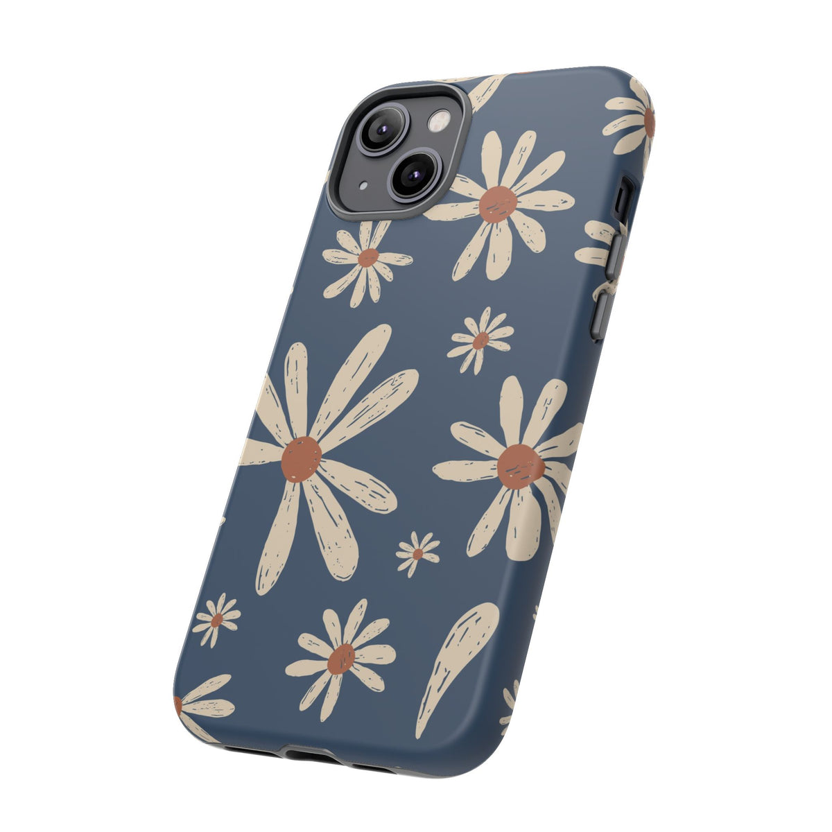 Daisy Pattern Tough Phone Case – Navy Floral Protective Cover