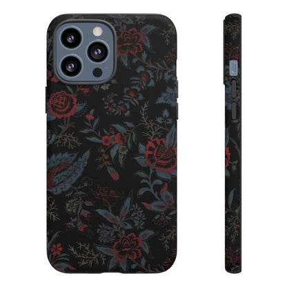 Floral Noir Tough Phone Case — Dark Rose Protective Cover