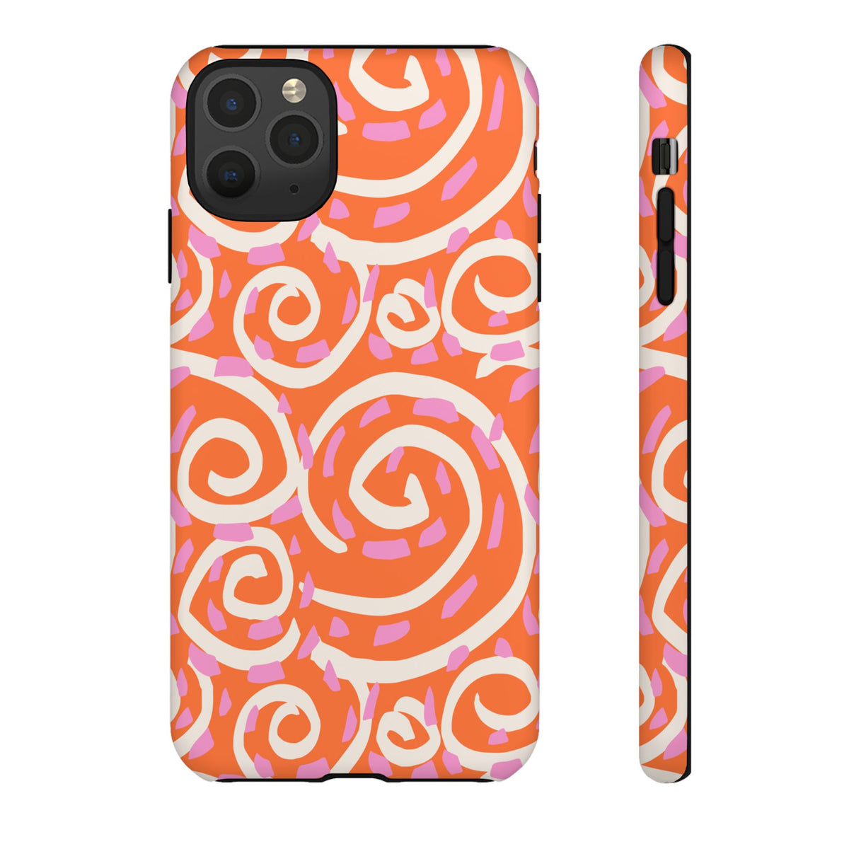 Spiral Swirl Tough Phone Case – Bright Orange & Pink Abstract Protection