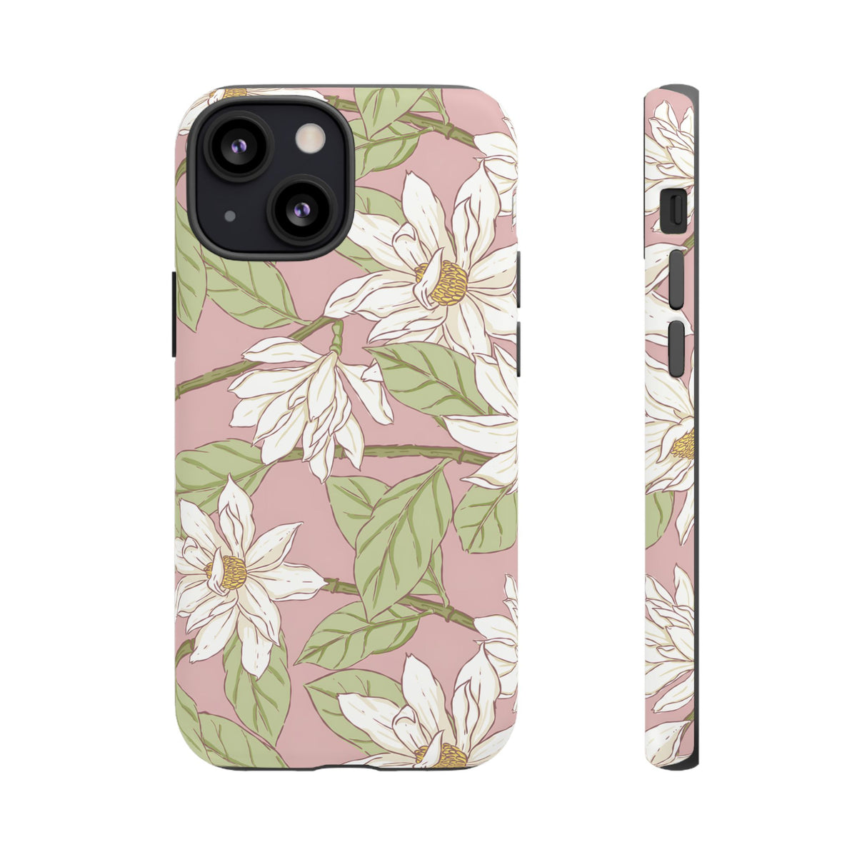Floral Magnolia Tough Phone Case — Pink Botanical Protective Case