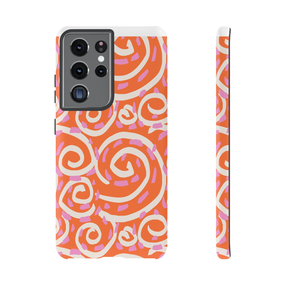Spiral Swirl Tough Phone Case – Bright Orange & Pink Abstract Protection