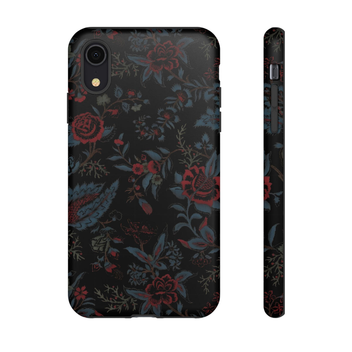 Floral Noir Tough Phone Case — Dark Rose Protective Cover