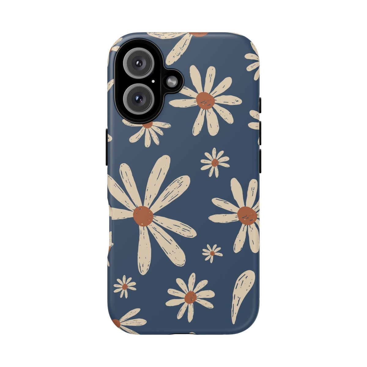 Daisy Pattern Tough Phone Case – Navy Floral Protective Cover