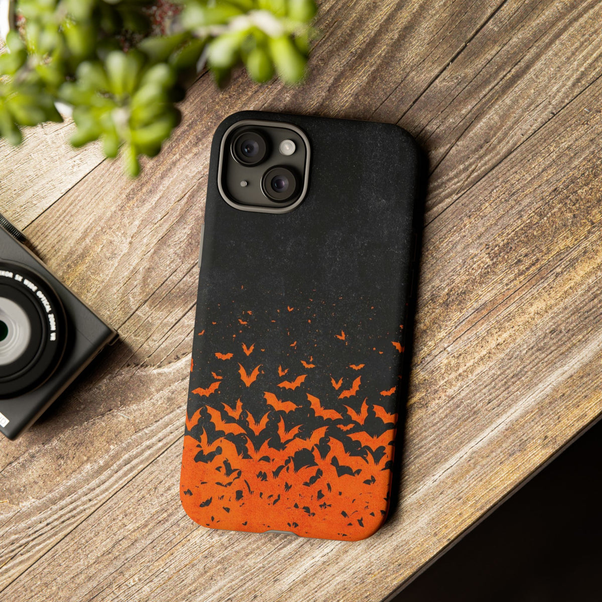Halloween Orange Bat Swarm Phone Case — Tough Protective iPhone Cover