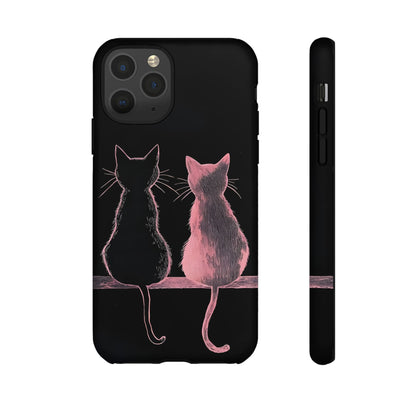 Cute Pink Cats Tough Phone Case – Protective iPhone Cover with Kittens Silhouette