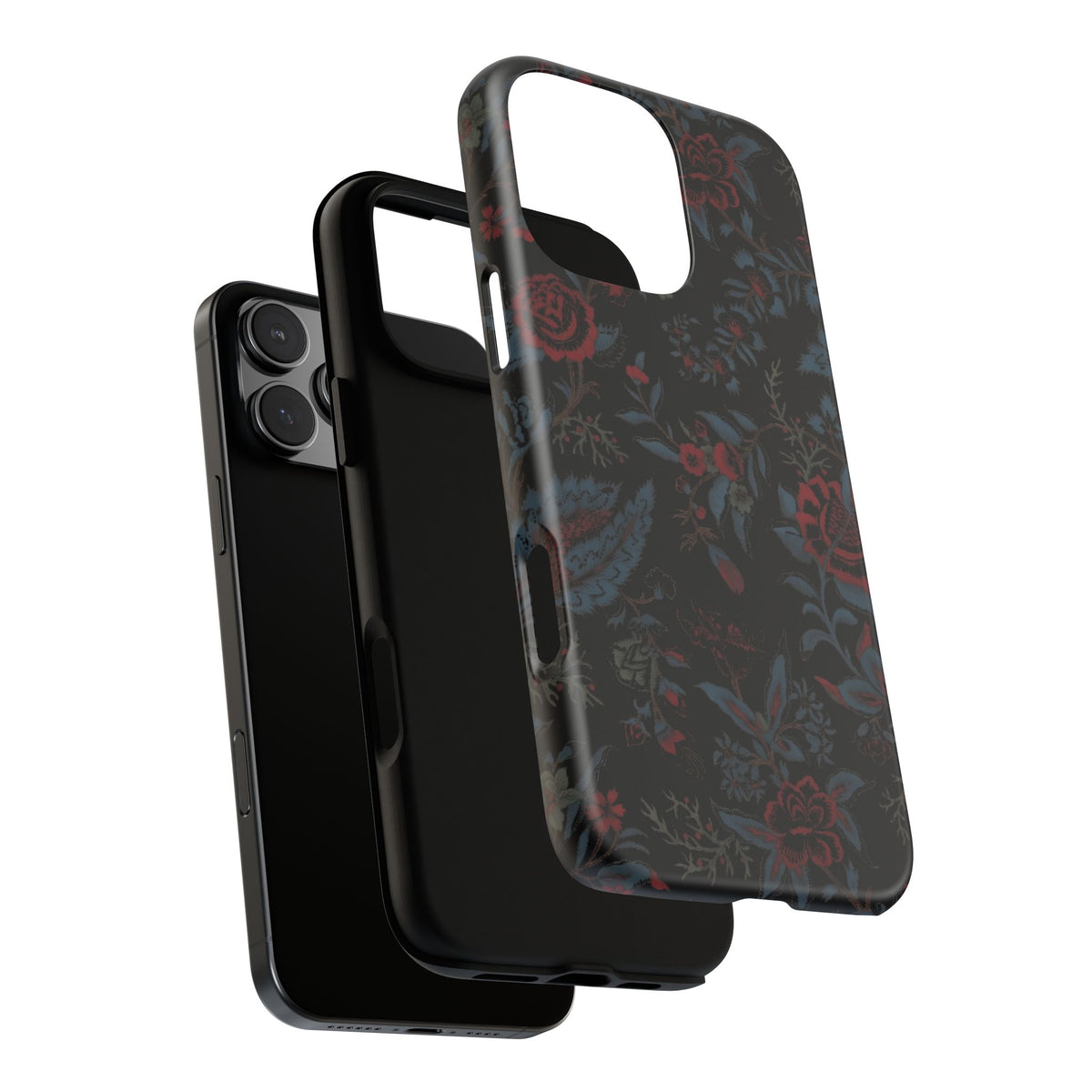 Floral Noir Tough Phone Case — Dark Rose Protective Cover