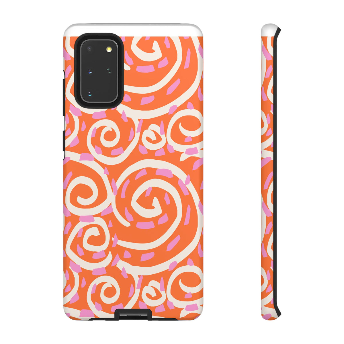 Spiral Swirl Tough Phone Case – Bright Orange & Pink Abstract Protection