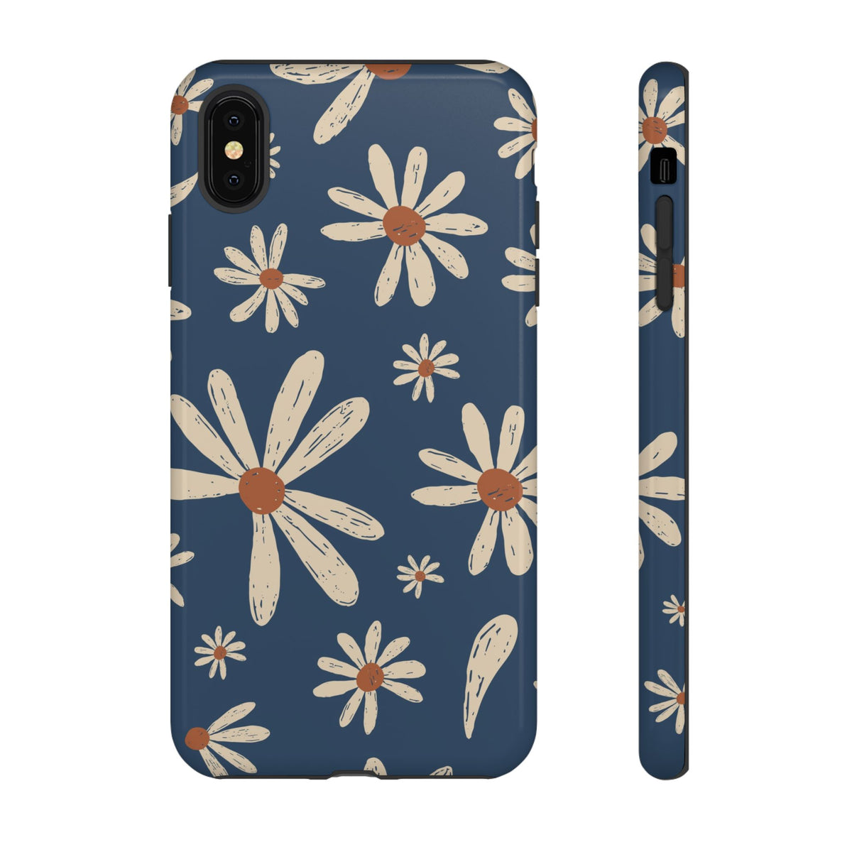 Daisy Pattern Tough Phone Case – Navy Floral Protective Cover