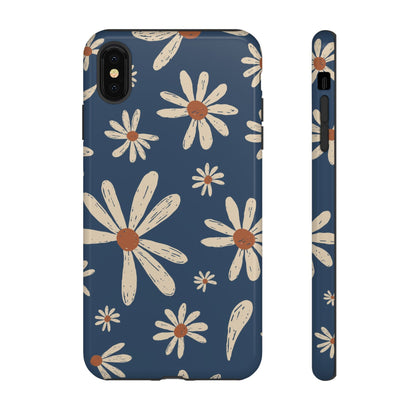 Daisy Pattern Tough Phone Case – Navy Floral Protective Cover